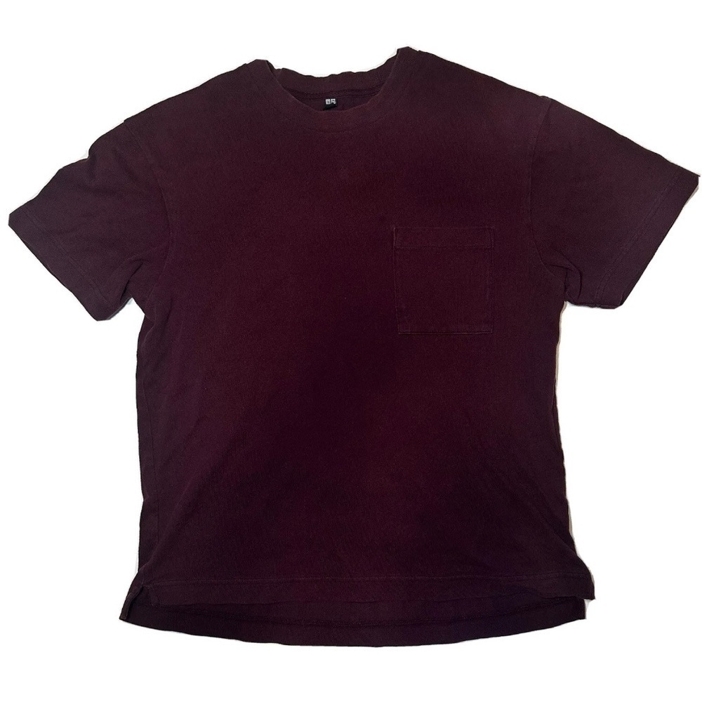 Uniqlo Men Burgundy Color Short Sleeve Shirt Size Medium